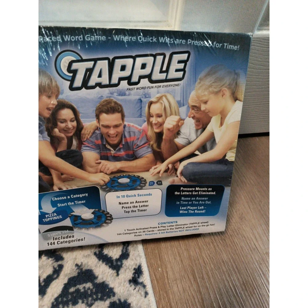 Tapple Fast Word Game Family Party Ages 8+ 2-8 Players Blue Timer Box Wear